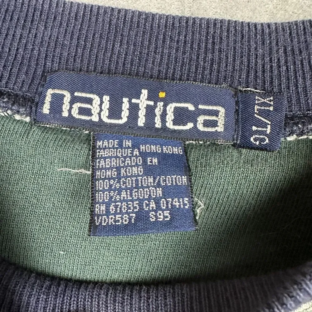 VTG Nautica Fleece Pullover Sweater Men XL Plaid 90s Sweatshirt Golf Embroidered